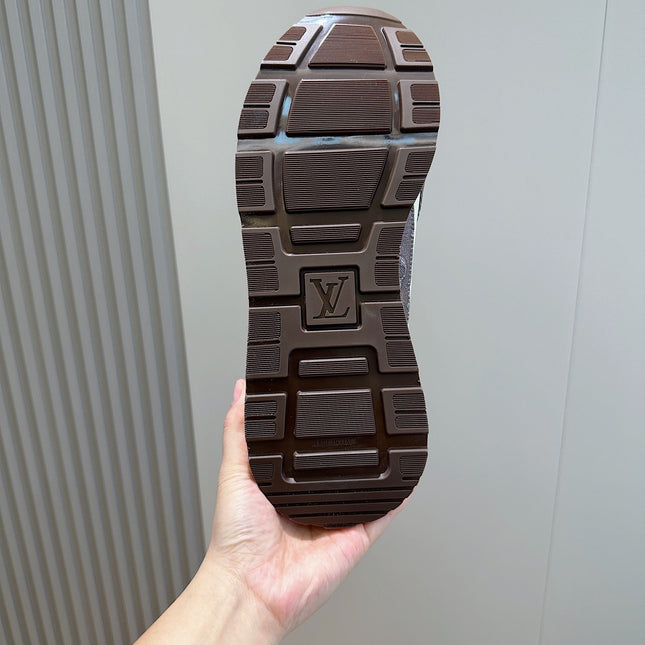 LV RUN AWAY SNEAKERS IN BROWN MESH FABRIC AND SUEDE