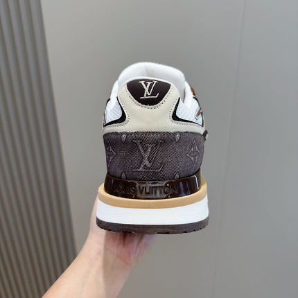 LV RUN AWAY SNEAKERS IN BROWN MESH FABRIC AND SUEDE