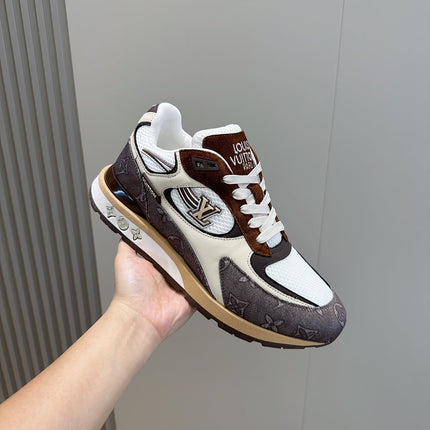 LV RUN AWAY SNEAKERS IN BROWN MESH FABRIC AND SUEDE