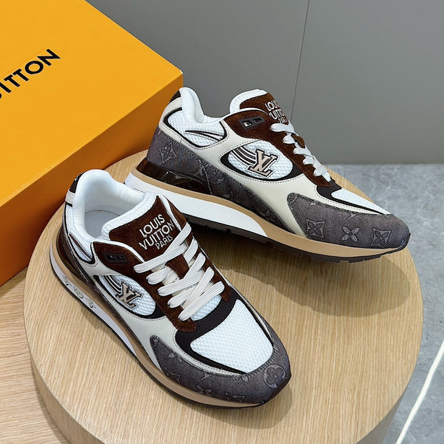 LV RUN AWAY SNEAKERS IN BROWN MESH FABRIC AND SUEDE