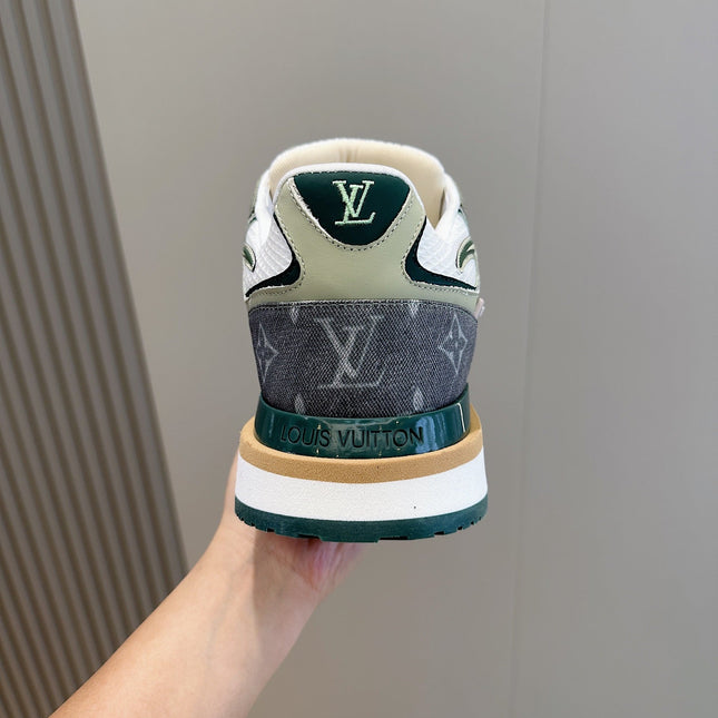 LV RUN AWAY SNEAKERS IN GREY MESH FABRIC AND SUEDE