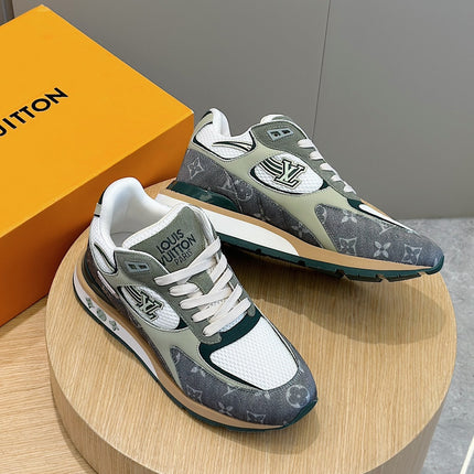 LV RUN AWAY SNEAKERS IN GREY MESH FABRIC AND SUEDE
