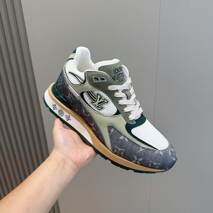 LV RUN AWAY SNEAKERS IN GREY MESH FABRIC AND SUEDE