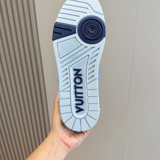 LV TRAINER SNEAKER LIGHT BLUE MONOGRAM DENIM