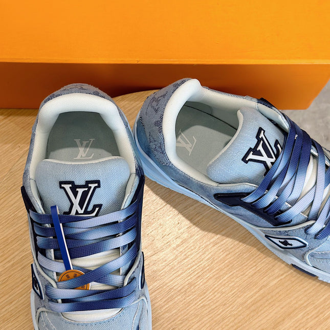 LV TRAINER SNEAKER LIGHT BLUE MONOGRAM DENIM