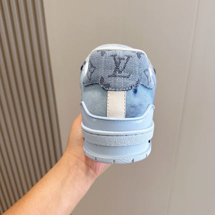 LV TRAINER SNEAKER LIGHT BLUE MONOGRAM DENIM