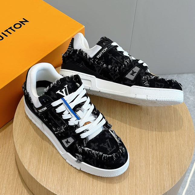 LV TRAINER SNEAKER BLACK MONOGRAM DENIM