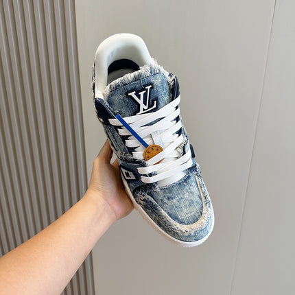 LV TRAINER SNEAKER CERULEAN BLUE MONOGRAM DENIM