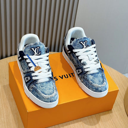 LV TRAINER SNEAKER CERULEAN BLUE MONOGRAM DENIM
