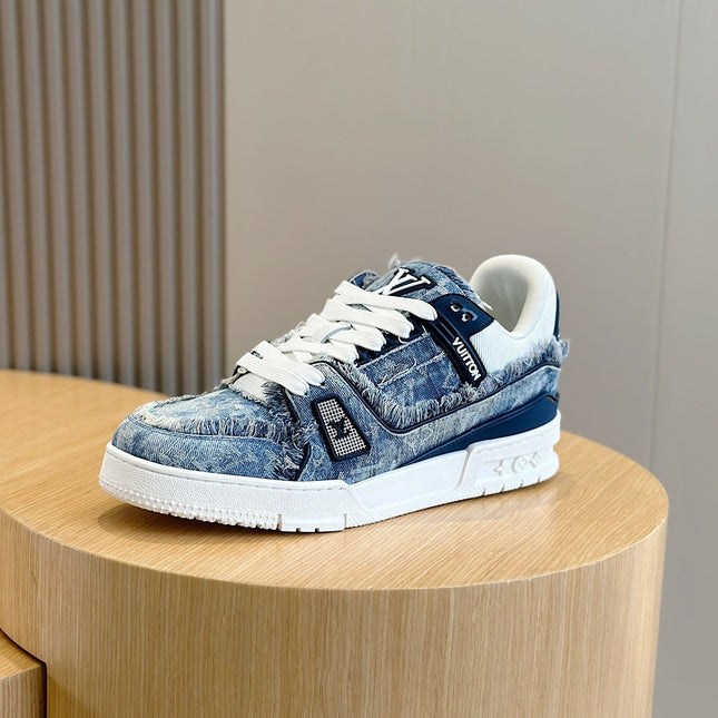 LV TRAINER SNEAKER CERULEAN BLUE MONOGRAM DENIM