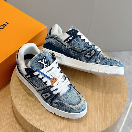 LV TRAINER SNEAKER CERULEAN BLUE MONOGRAM DENIM