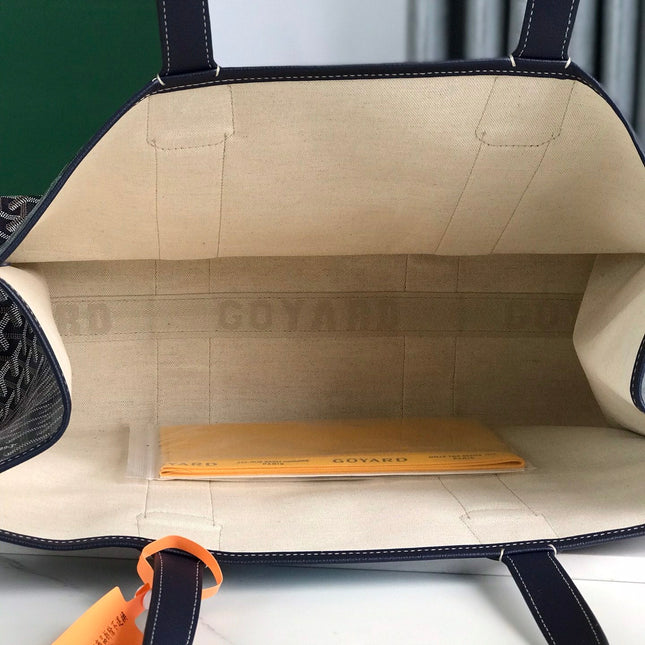 GOYA VILLETTE TOTE 45 IN NAVY BLUE GOYARDINE CANVAS