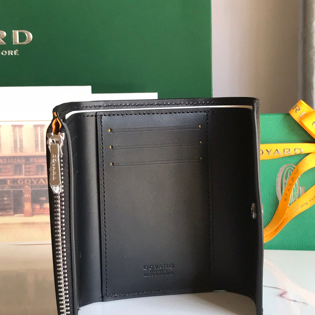 SAINT-GABRIEL WALLET 12 IN BLACK CALFSKIN AND GOYARDINE CANVAS