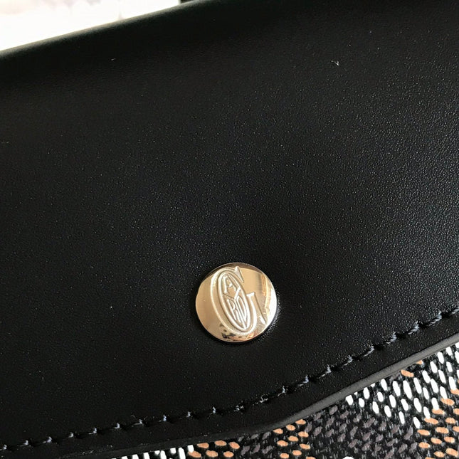 SAINT-GABRIEL WALLET 12 IN BLACK CALFSKIN AND GOYARDINE CANVAS