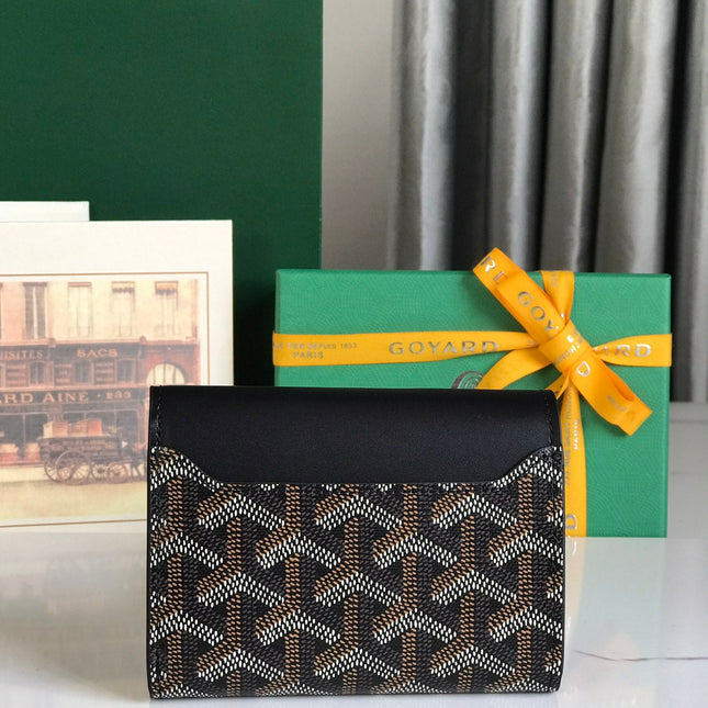 SAINT-GABRIEL WALLET 12 IN BLACK CALFSKIN AND GOYARDINE CANVAS