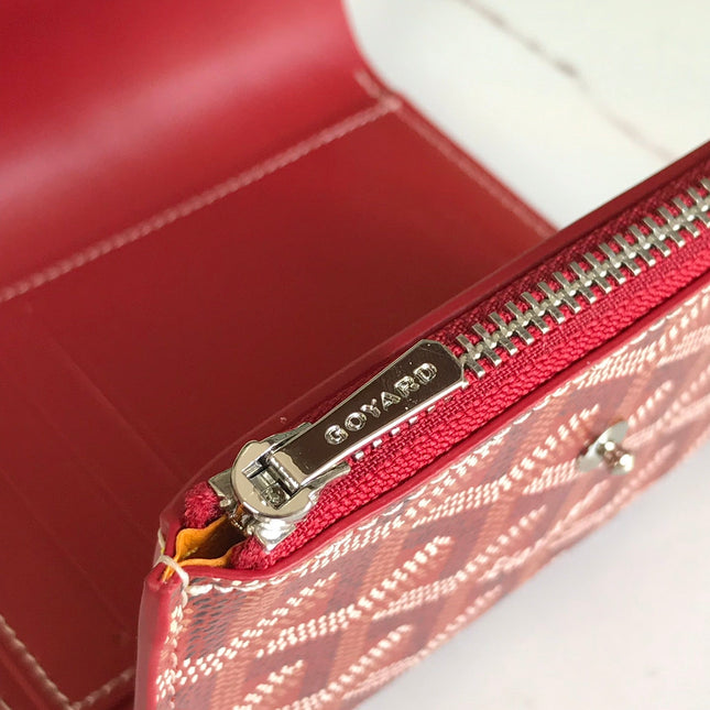 SAINT-GABRIEL WALLET 12 IN CLASSIC RED CALFSKIN AND GOYARDINE CANVAS