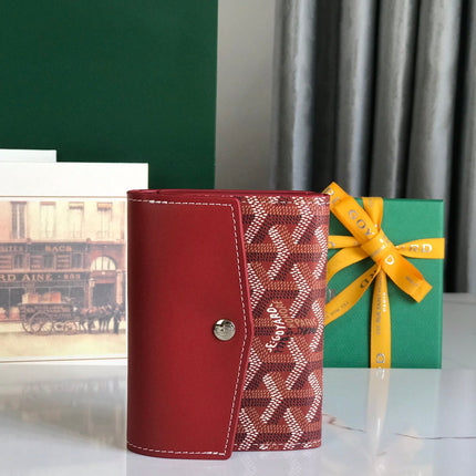 SAINT-GABRIEL WALLET 12 IN CLASSIC RED CALFSKIN AND GOYARDINE CANVAS