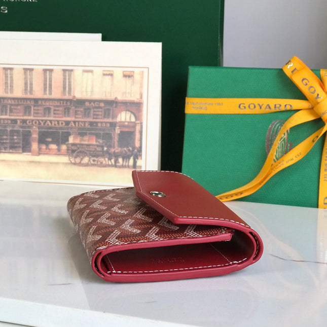 SAINT-GABRIEL WALLET 12 IN CLASSIC RED CALFSKIN AND GOYARDINE CANVAS