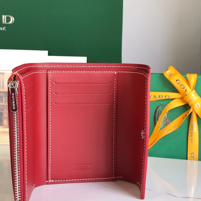 SAINT-GABRIEL WALLET 12 IN CLASSIC RED CALFSKIN AND GOYARDINE CANVAS