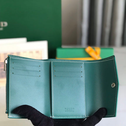 SAINT-GABRIEL WALLET 12 IN GREEN CALFSKIN AND GOYARDINE CANVAS