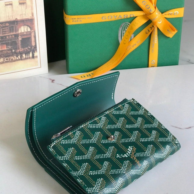 SAINT-GABRIEL WALLET 12 IN GREEN CALFSKIN AND GOYARDINE CANVAS