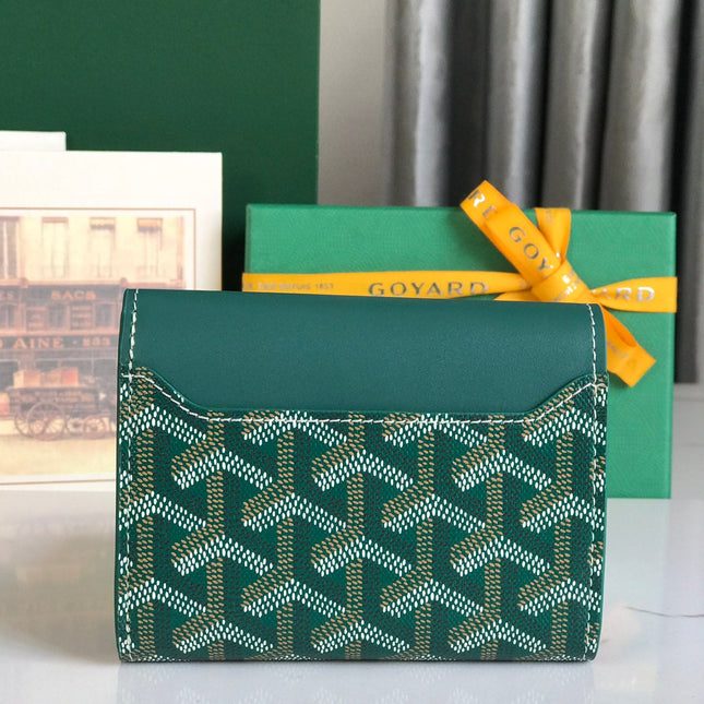 SAINT-GABRIEL WALLET 12 IN GREEN CALFSKIN AND GOYARDINE CANVAS