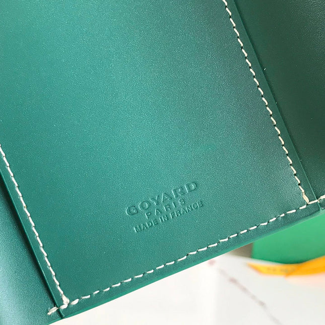SAINT-GABRIEL WALLET 12 IN GREEN CALFSKIN AND GOYARDINE CANVAS