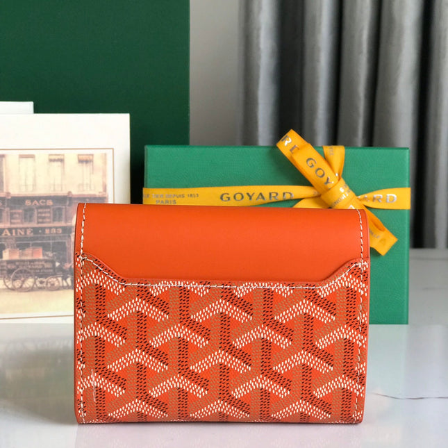 SAINT-GABRIEL WALLET 12 IN ORANGE CALFSKIN AND GOYARDINE CANVAS