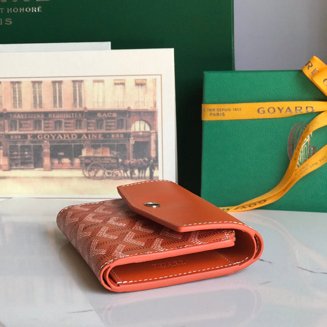 SAINT-GABRIEL WALLET 12 IN ORANGE CALFSKIN AND GOYARDINE CANVAS