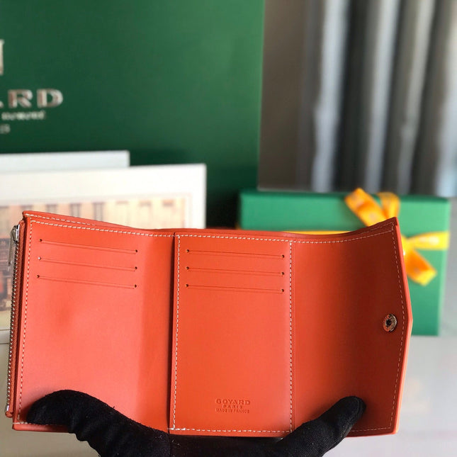 SAINT-GABRIEL WALLET 12 IN ORANGE CALFSKIN AND GOYARDINE CANVAS