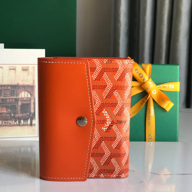SAINT-GABRIEL WALLET 12 IN ORANGE CALFSKIN AND GOYARDINE CANVAS