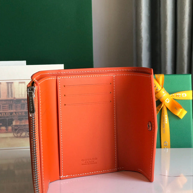 SAINT-GABRIEL WALLET 12 IN ORANGE CALFSKIN AND GOYARDINE CANVAS