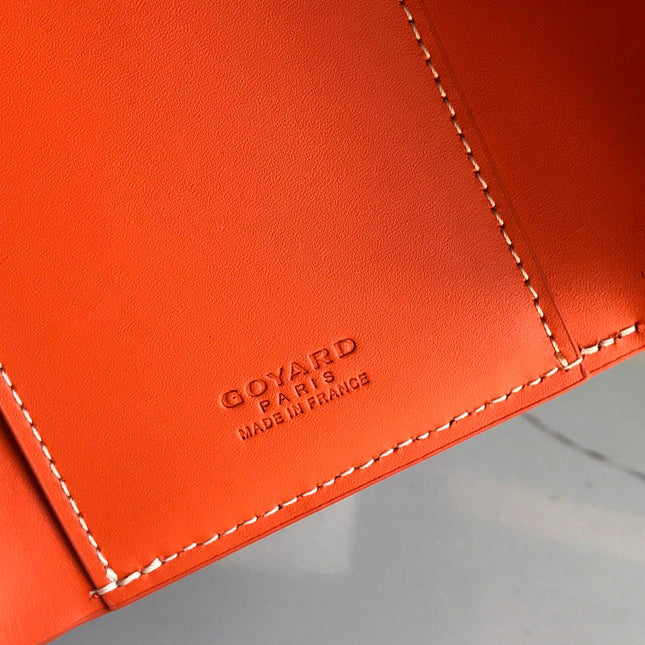 SAINT-GABRIEL WALLET 12 IN ORANGE CALFSKIN AND GOYARDINE CANVAS
