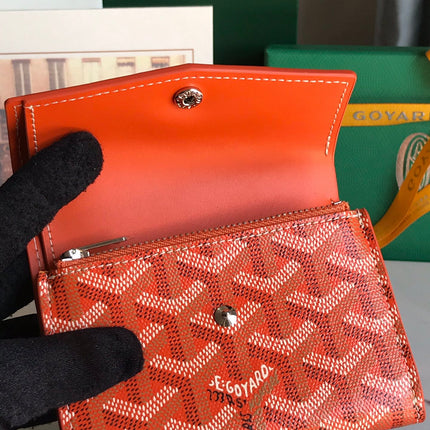SAINT-GABRIEL WALLET 12 IN ORANGE CALFSKIN AND GOYARDINE CANVAS