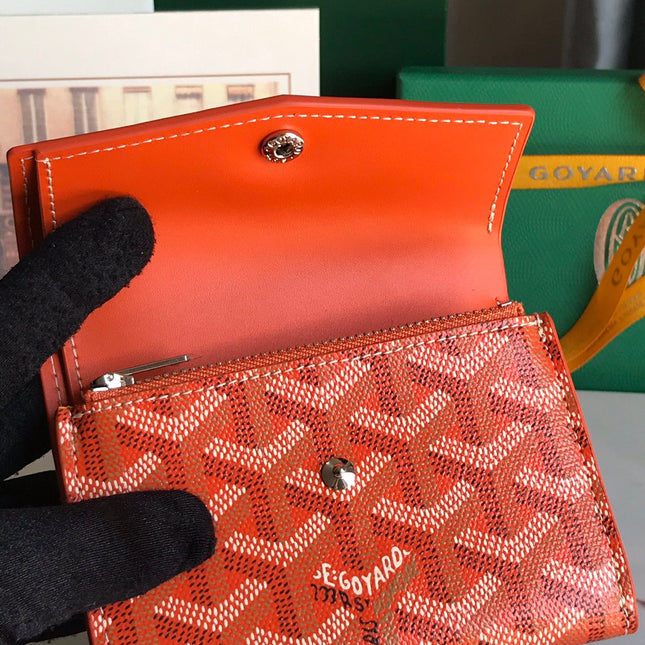 SAINT-GABRIEL WALLET 12 IN ORANGE CALFSKIN AND GOYARDINE CANVAS