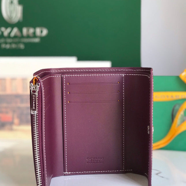 SAINT-GABRIEL WALLET 12 IN WINE RED CALFSKIN AND GOYARDINE CANVAS