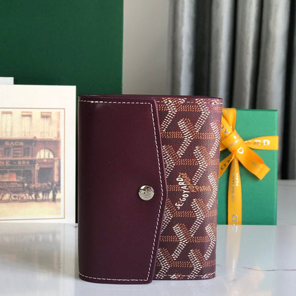 SAINT-GABRIEL WALLET 12 IN WINE RED CALFSKIN AND GOYARDINE CANVAS