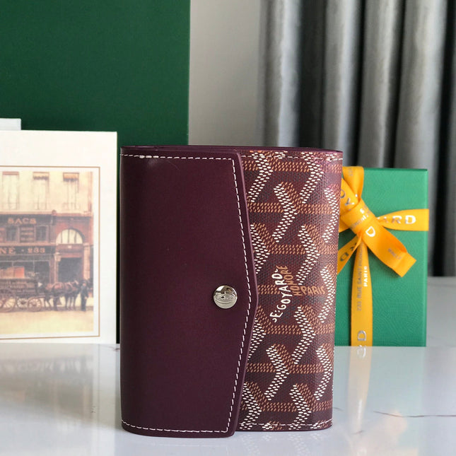 SAINT-GABRIEL WALLET 12 IN WINE RED CALFSKIN AND GOYARDINE CANVAS