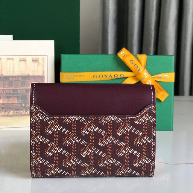 SAINT-GABRIEL WALLET 12 IN WINE RED CALFSKIN AND GOYARDINE CANVAS