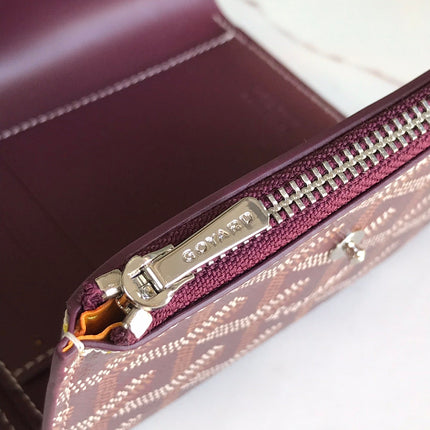 SAINT-GABRIEL WALLET 12 IN WINE RED CALFSKIN AND GOYARDINE CANVAS