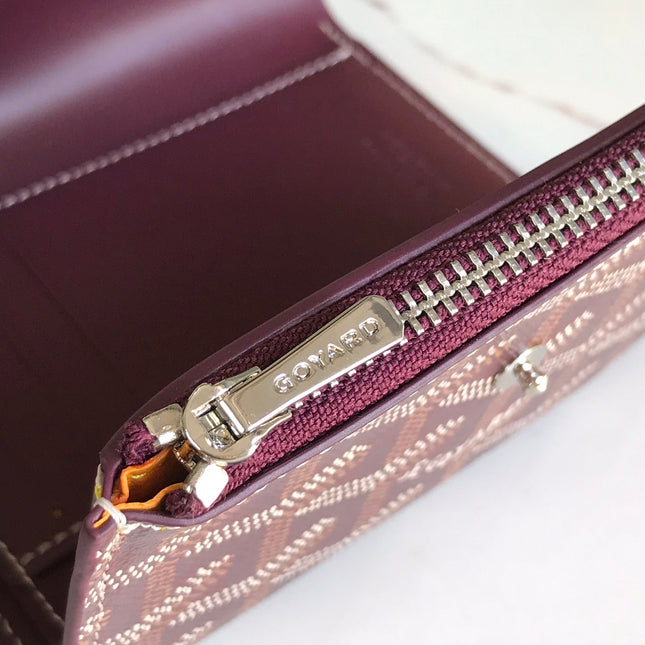 SAINT-GABRIEL WALLET 12 IN WINE RED CALFSKIN AND GOYARDINE CANVAS