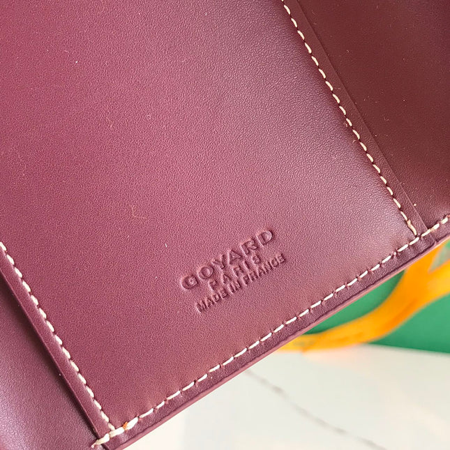 SAINT-GABRIEL WALLET 12 IN WINE RED CALFSKIN AND GOYARDINE CANVAS