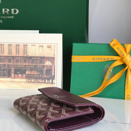 SAINT-GABRIEL WALLET 12 IN WINE RED CALFSKIN AND GOYARDINE CANVAS