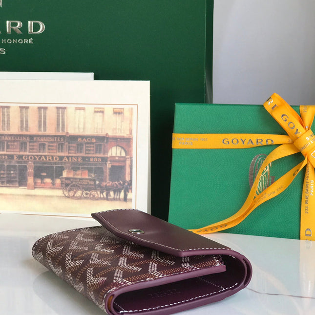SAINT-GABRIEL WALLET 12 IN WINE RED CALFSKIN AND GOYARDINE CANVAS