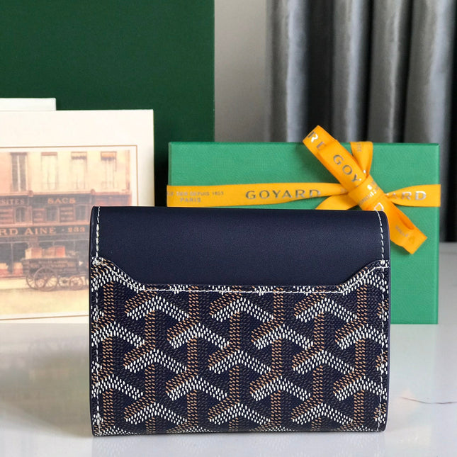 SAINT-GABRIEL WALLET 12 IN NAVY BLUE CALFSKIN AND GOYARDINE CANVAS