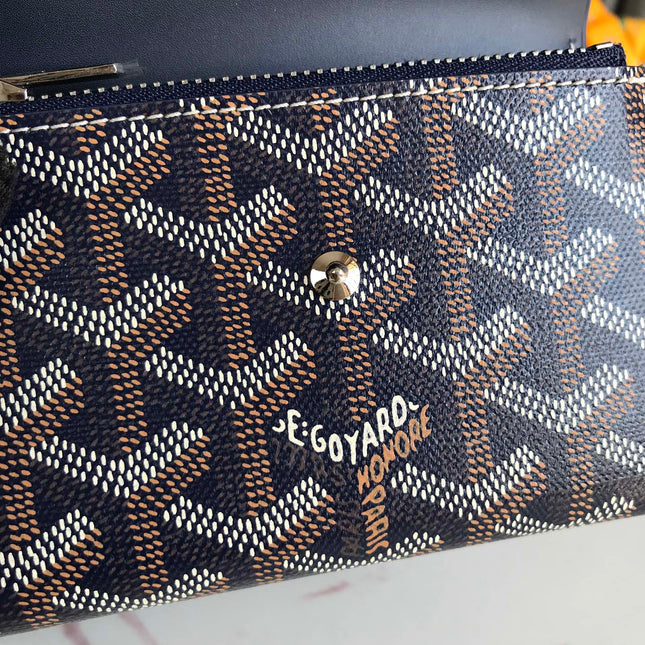 SAINT-GABRIEL WALLET 12 IN NAVY BLUE CALFSKIN AND GOYARDINE CANVAS