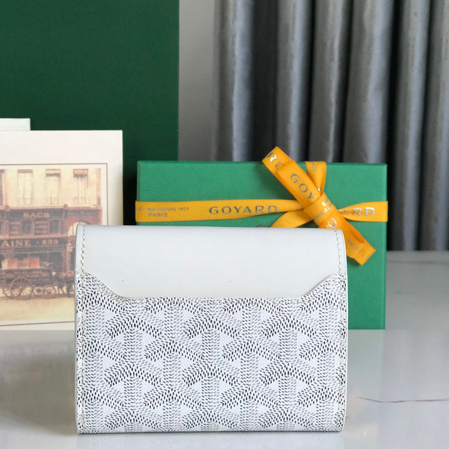 SAINT-GABRIEL WALLET 12 IN WHITE CALFSKIN AND GOYARDINE CANVAS