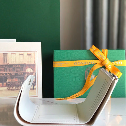 SAINT-GABRIEL WALLET 12 IN WHITE CALFSKIN AND GOYARDINE CANVAS