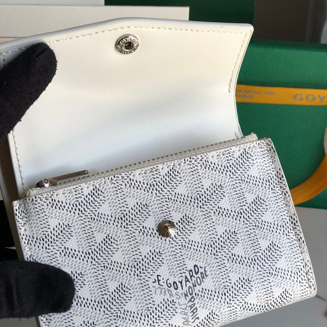 SAINT-GABRIEL WALLET 12 IN WHITE CALFSKIN AND GOYARDINE CANVAS