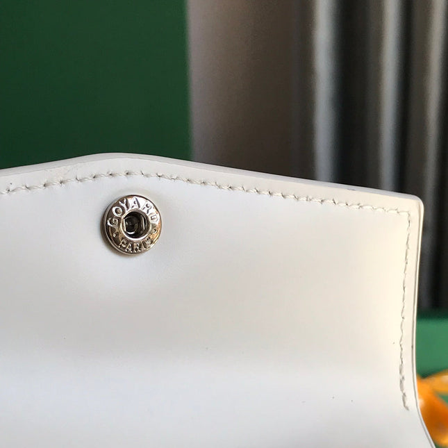SAINT-GABRIEL WALLET 12 IN WHITE CALFSKIN AND GOYARDINE CANVAS